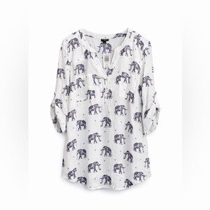 NWT Torrid Harper White Elephant Print Challis Pullover Blouse Size 3 (3X)